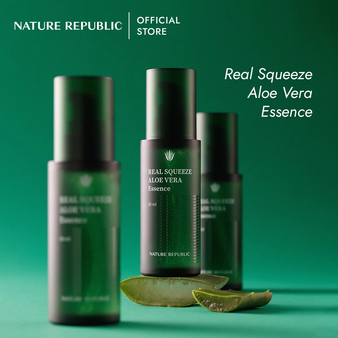 Nature Republic Real Squeeze Aloe Vera Hydrating Skincare Set - Toner, Essence, Eye Serum & Cream