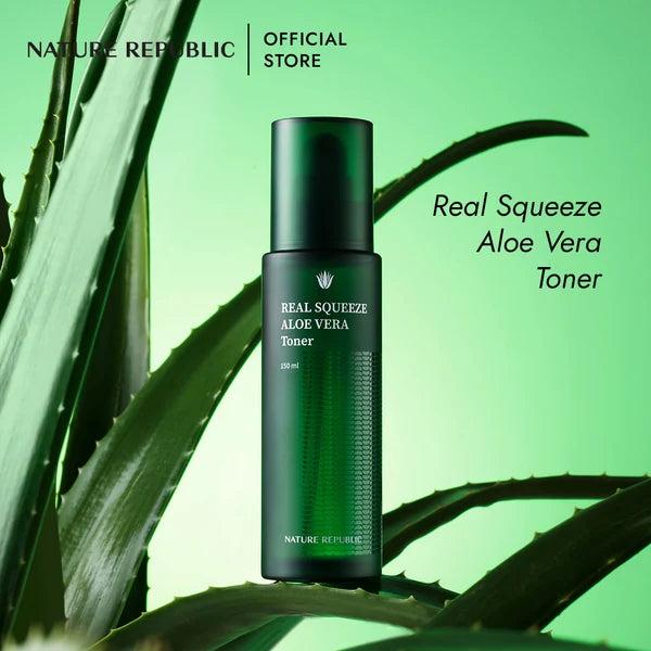 Nature Republic Real Squeeze Aloe Vera Hydrating Skincare Set - Toner, Essence, Eye Serum & Cream